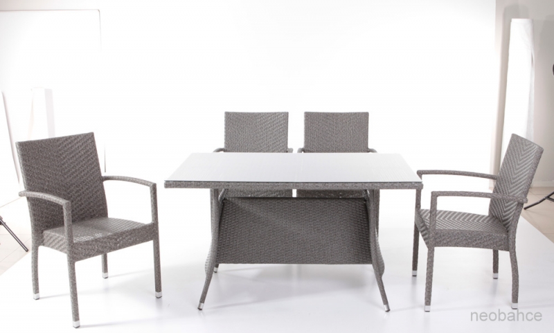 NEO-DR101 Rectangle Rattan Table Gray