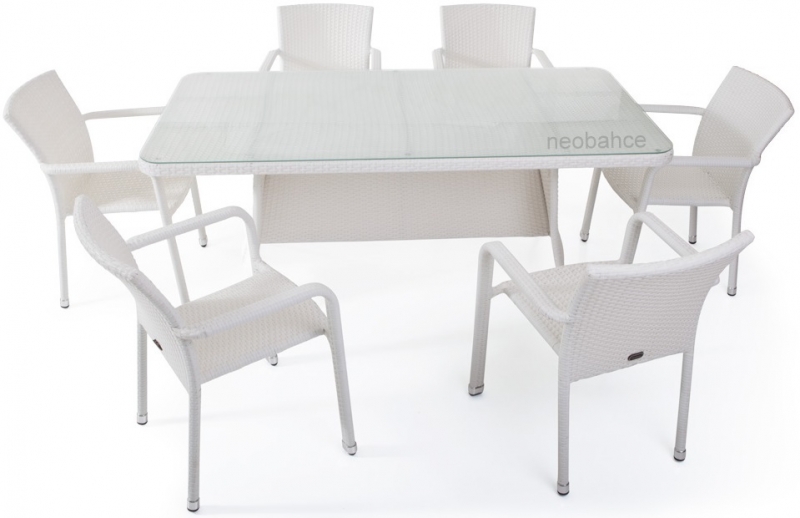 NEO-DR104 Rectangle Rattan Table White