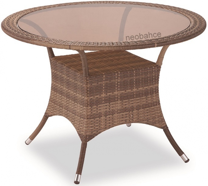 NEO-DR123 Round Rattan Table L. Brown