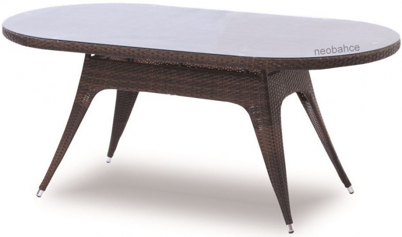 NEO-DR124 Oval Rattan Table Brown