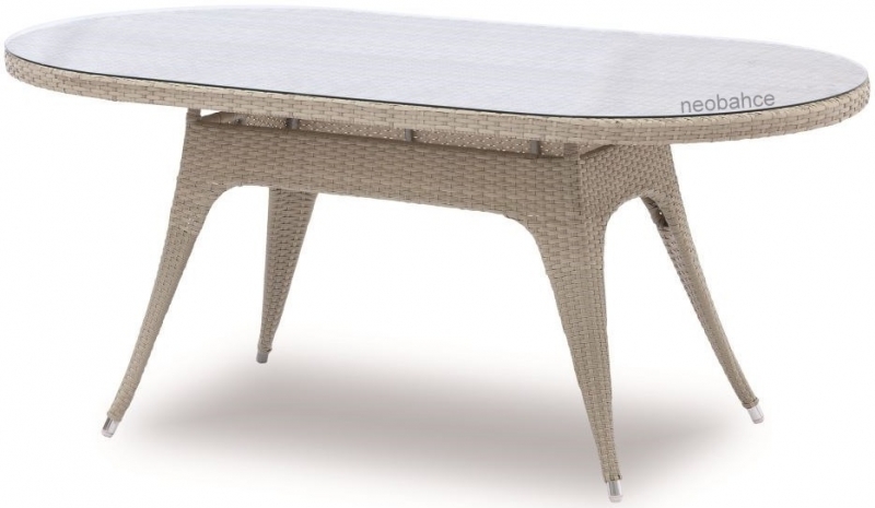NEO-DR124 Oval Rattan Table White