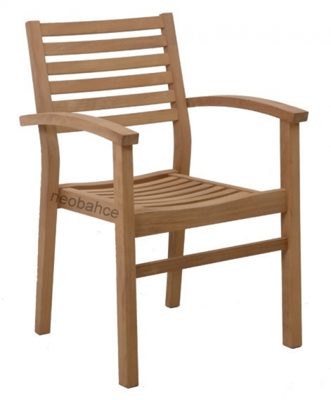 NEO-TSA-010 Golden Teak Stackable Arm Chair