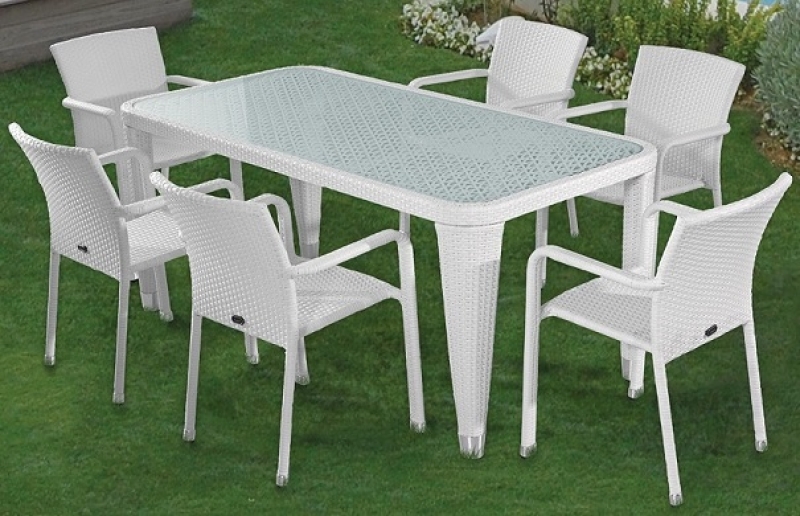 NEO-DR110 Rectangle Rattan Table White