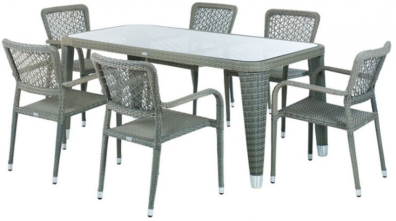 NEO-DR110 Rectangle Rattan Table Heather Gray