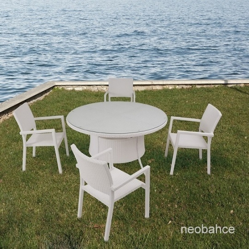 NEO-DR103 Round Rattan Table White