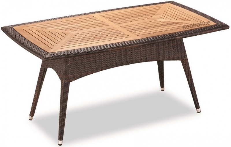 NEO-DR119 Teak Tablalı Dikdörtgen Rattan Masa